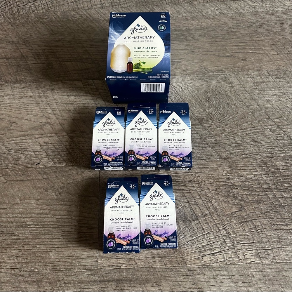 Glade Aromatherapy Oil Diffuser Lemongrass Fragrance w/  5 Lavender oil Refills